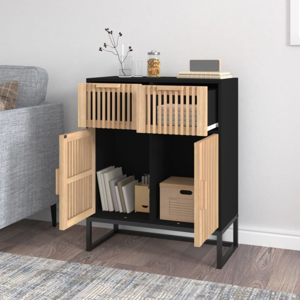 Aparador de madera contrachapada negro 60x30x75 cm M 3