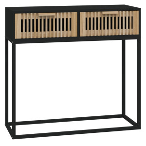 Mesa consola 80x30x75 cm derivados de madeira e ferro preto H