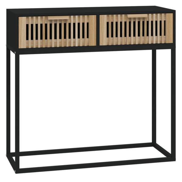 Mesa consola 80x30x75 cm derivados de madeira e ferro preto M 2