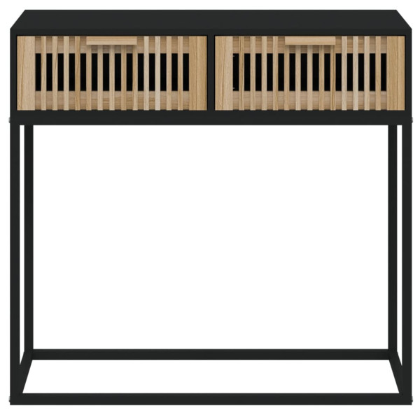 Mesa consola 80x30x75 cm derivados de madeira e ferro preto M 4