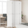 Biombo separador de 4 paneles madera maciza Paulownia blanco 1