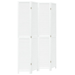 Biombo separador de 4 paneles madera maciza Paulownia blanco H
