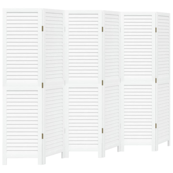 Biombo separador de 6 paneles madera maciza Paulownia blanco M 2