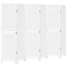 Biombo separador de 6 paneles madera maciza Paulownia blanco 2