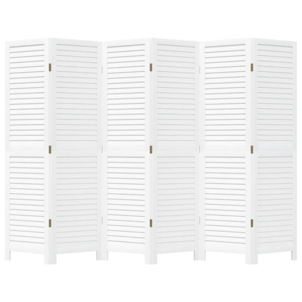 Biombo separador de 6 paneles madera maciza Paulownia blanco M 4