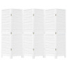 Biombo separador de 6 paneles madera maciza Paulownia blanco 4