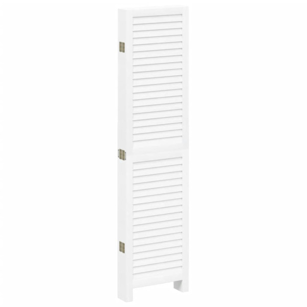 Biombo separador de 6 paneles madera maciza Paulownia blanco M 5