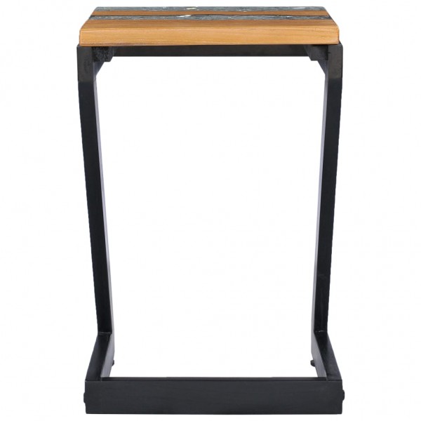 Mesa de centro 30x30x50 cm madeira de teca maciça e poliresina M 4