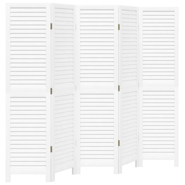 Biombo separador de 5 paneles madera maciza Paulownia blanco M 2