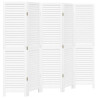 Biombo separador de 5 paneles madera maciza Paulownia blanco 2