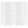 Biombo separador de 5 paneles madera maciza Paulownia blanco 4
