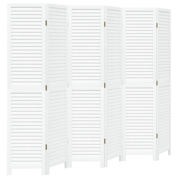 Biombo separador de 6 paneles madera maciza Paulownia blanco D