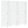 Biombo separador de 6 paneles madera maciza Paulownia blanco 1