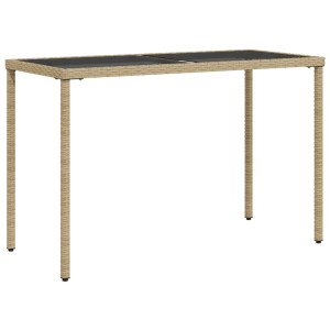 Mesa de jardim com tampo de vidro 115x54x74 cm vime PE bege H