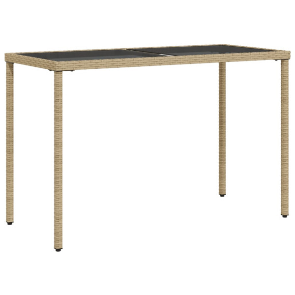 Mesa de jardín superficie de vidrio ratán PE beige 115x54x74 cm M 2