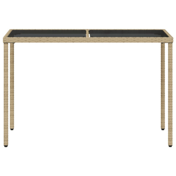 Mesa de jardín superficie de vidrio ratán PE beige 115x54x74 cm M 4
