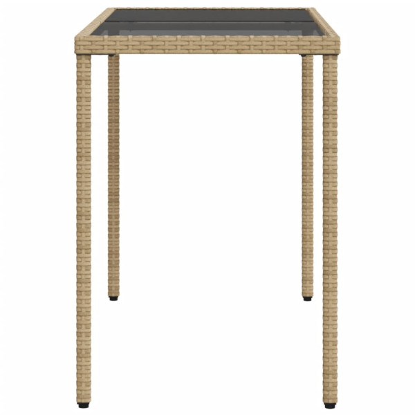 Mesa de jardim com tampo de vidro 115x54x74 cm vime PE bege M 5