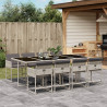 9 pcs conjunto de jantar p/ jardim c/ almofadões cinzento claro 1