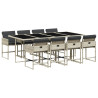Set comedor de jardín 9 pzas cojines ratán sintético gris claro 2