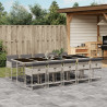 Set de comedor de jardín 11 pzas y cojines ratán sintético gris 1