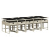 11 pcs conjunto jantar p/ jardim c/ almofadões vime PE cinzento 3