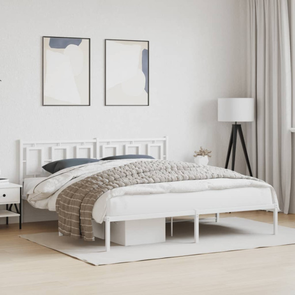 Estructura de cama de metal con cabecero blanco 183x213 cm M 3