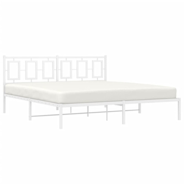 Estructura de cama de metal con cabecero blanco 183x213 cm M 4