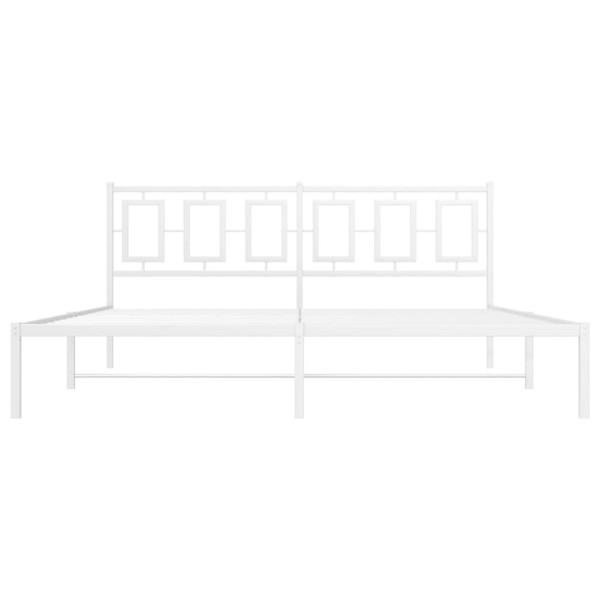 Estructura de cama de metal con cabecero blanco 183x213 cm M 5
