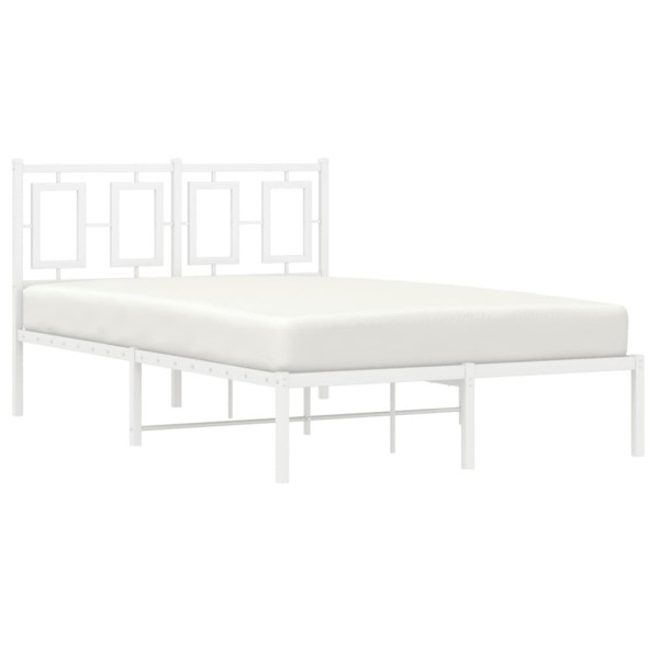 Estructura de cama de metal con cabecero blanca 120x200 cm M 4
