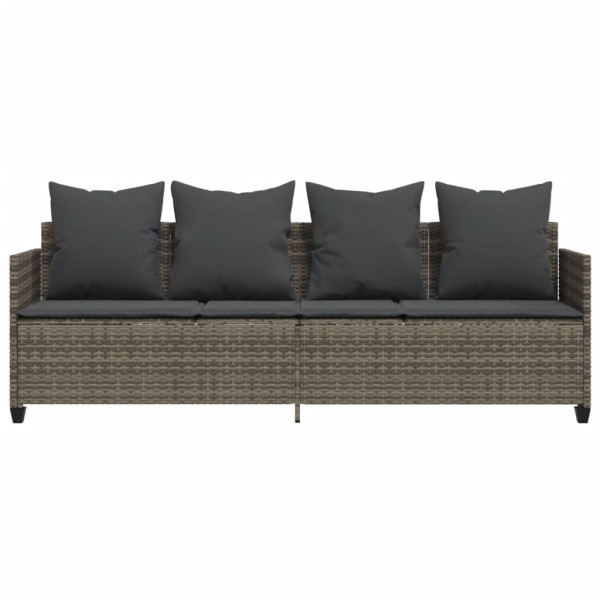 Espreguiçadeira com almofadões vime PE cinzento M 5