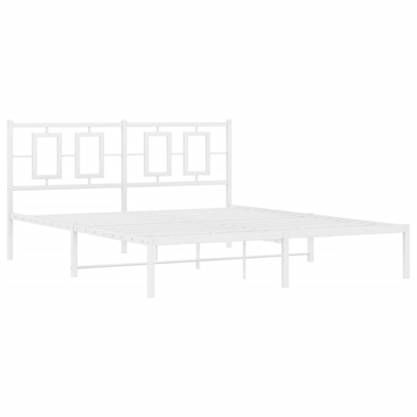 Estructura de cama de metal con cabecero blanca 150x200 cm M 2