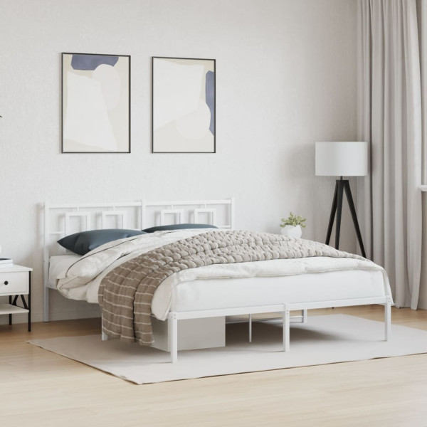 Estrutura de cama com cabeceira 150x200 cm metal branco M 3