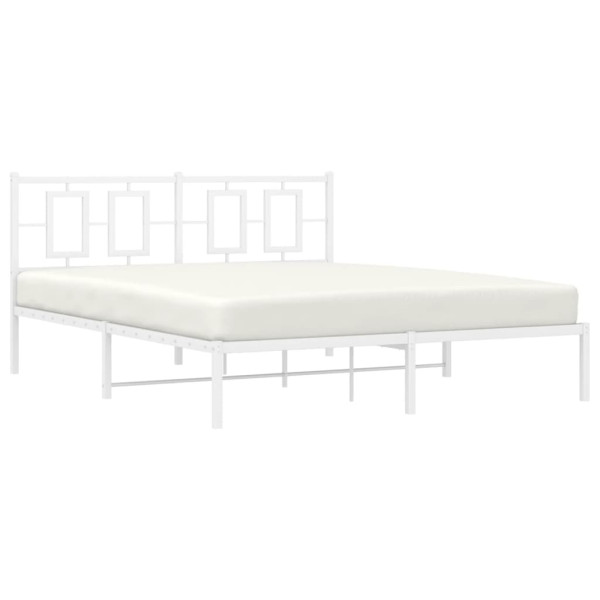 Estructura de cama de metal con cabecero blanca 150x200 cm M 4