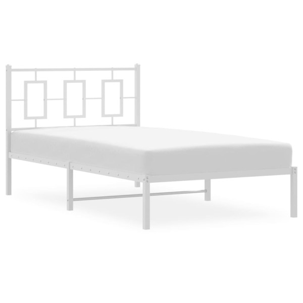 Estructura de cama de metal con cabecero blanco 100x190 cm M 4