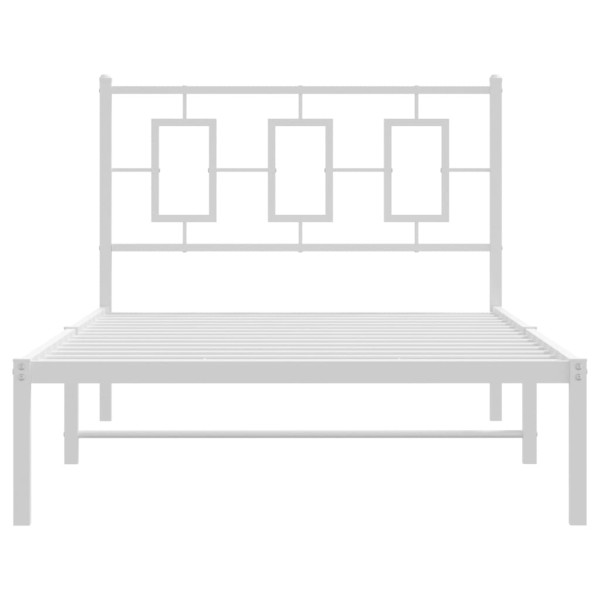 Estructura de cama de metal con cabecero blanco 100x190 cm M 5