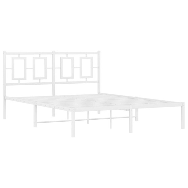 Estructura de cama de metal con cabecero blanca 140x190 cm M 2