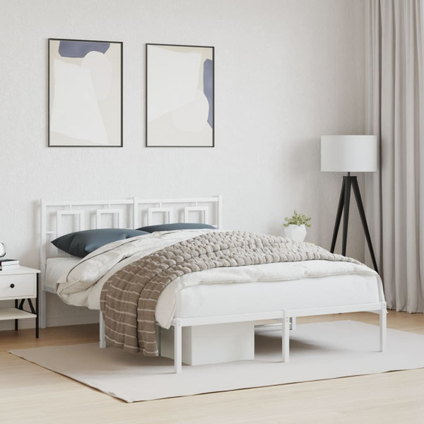 Estructura de cama de metal con cabecero blanca 140x190 cm M 3