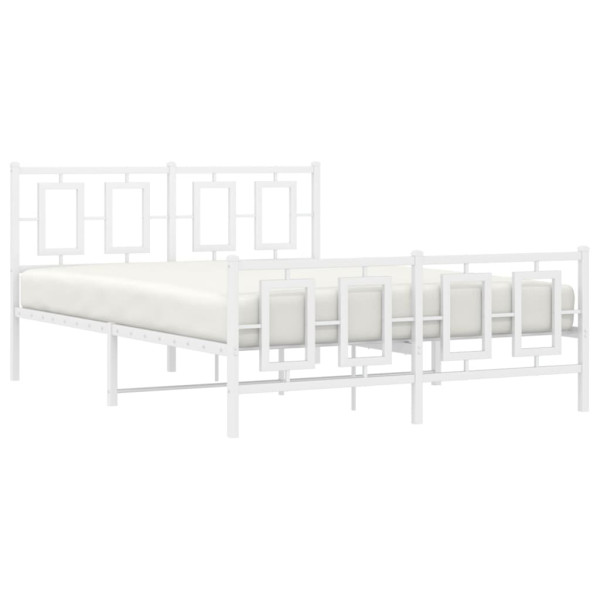 Estrutura de cama com cabeceira e pés 140x190 cm metal branco M 4