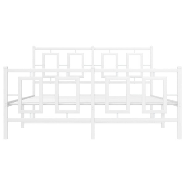 Estrutura de cama com cabeceira e pés 140x190 cm metal branco M 5
