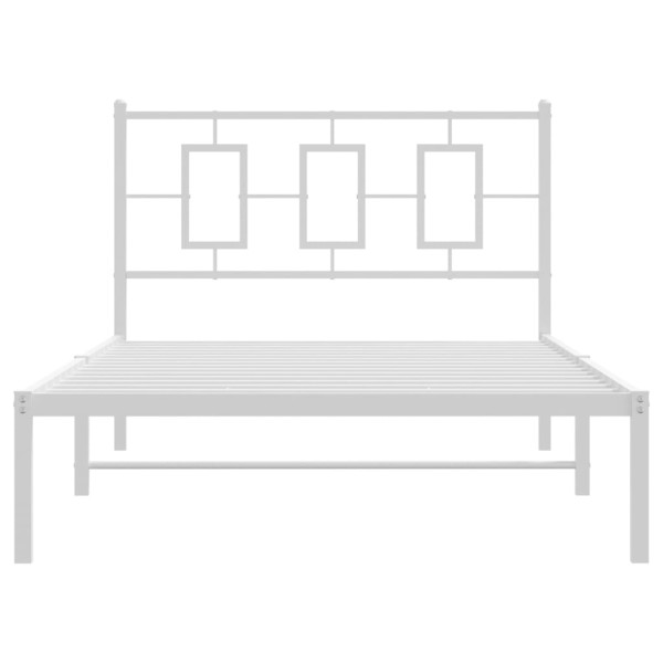 Estructura de cama de metal con cabecero blanco 107x203 cm M 5