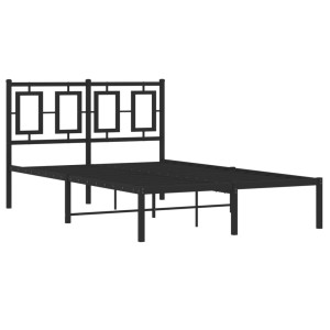 Estructura de cama con cabecero metal negro 120x190 cm H