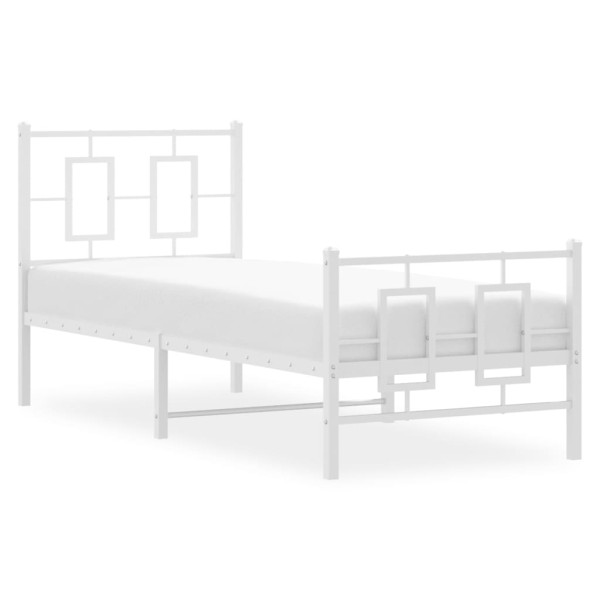 Estrutura de cama com cabeceira e pés 80x200 cm metal branco M 4