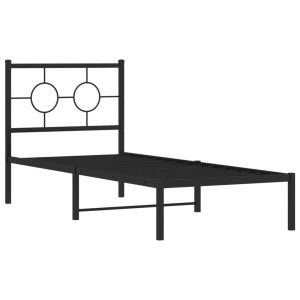 Estructura de cama con cabecero metal negro 80x200 cm H