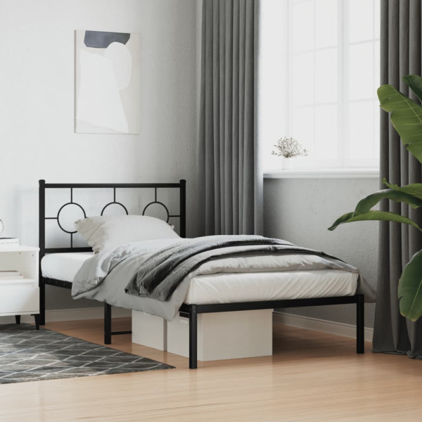 Estrutura de cama com cabeceira 100x190 cm metal preto M 3