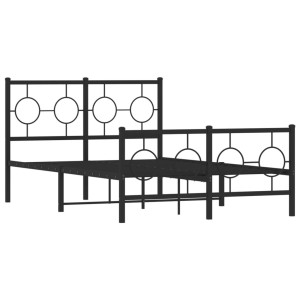 Estrutura de cama com cabeceira e pés 120x190 cm metal preto H