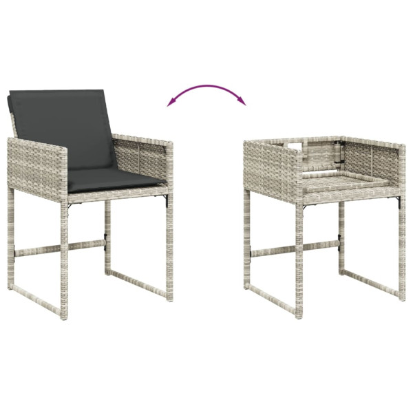 Set de comedor de jardín 11 pzas y cojines ratán sintético gris M 4