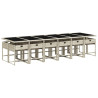 13 pcs conj. jantar jardim c/ almofadões vime PE cinzento-claro 2