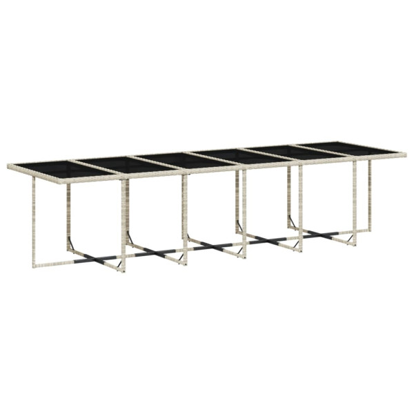 13 pcs conj. jantar jardim c/ almofadões vime PE cinzento-claro M 3