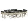 13 pcs conj. jantar jardim c/ almofadões vime PE cinzento-claro 2