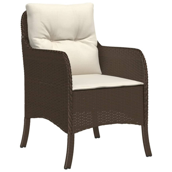 Set comedor de jardín 7 pzas con cojines ratán sintético marrón M 3